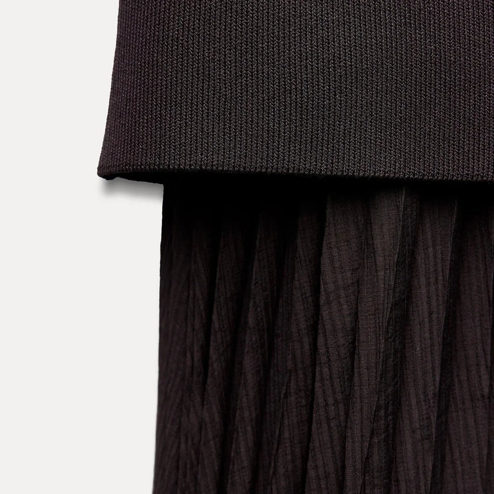 SOLD! Zara Mixed Pleated Skirt L - Picture 8 of 9